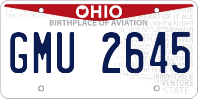 OH license plate GMU2645