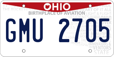 OH license plate GMU2705