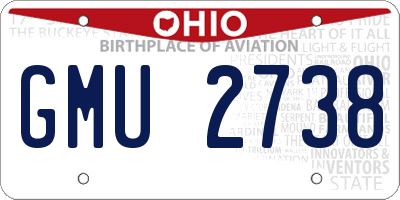OH license plate GMU2738