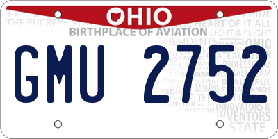 OH license plate GMU2752