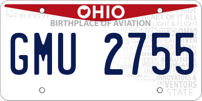 OH license plate GMU2755