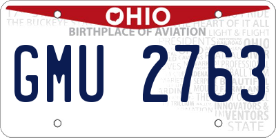 OH license plate GMU2763