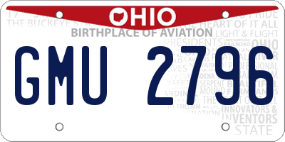 OH license plate GMU2796