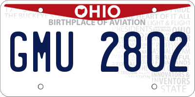 OH license plate GMU2802