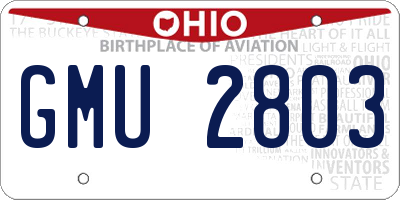 OH license plate GMU2803