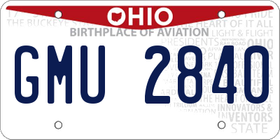 OH license plate GMU2840