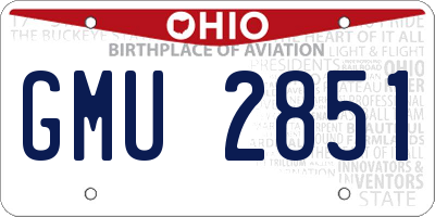 OH license plate GMU2851