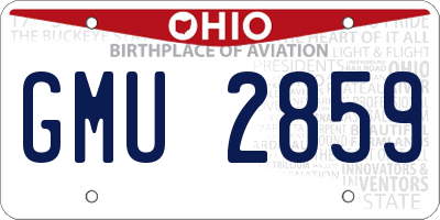 OH license plate GMU2859