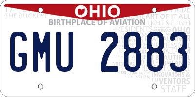 OH license plate GMU2883