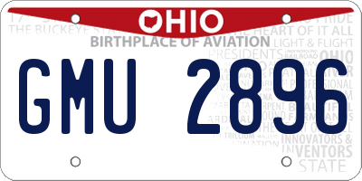 OH license plate GMU2896