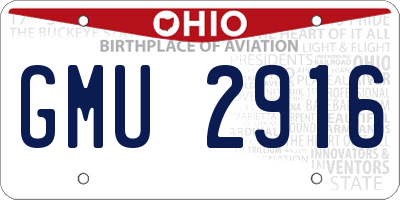 OH license plate GMU2916
