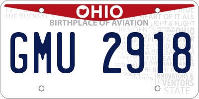 OH license plate GMU2918
