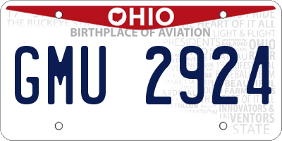 OH license plate GMU2924