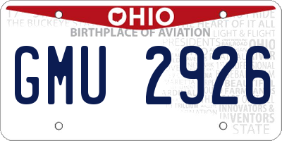 OH license plate GMU2926