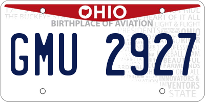 OH license plate GMU2927