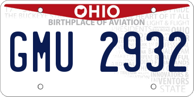 OH license plate GMU2932