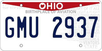 OH license plate GMU2937