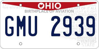 OH license plate GMU2939