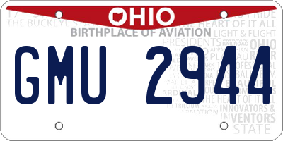OH license plate GMU2944