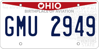 OH license plate GMU2949