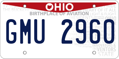 OH license plate GMU2960