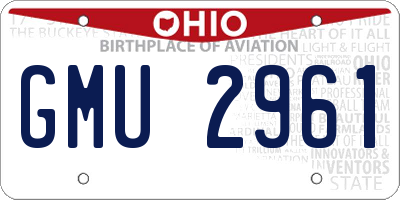 OH license plate GMU2961
