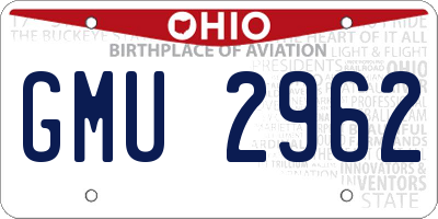OH license plate GMU2962