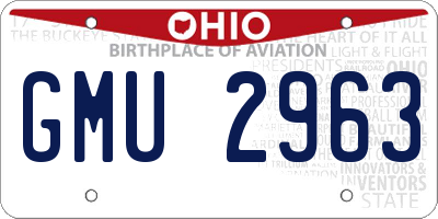 OH license plate GMU2963