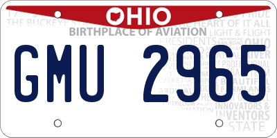 OH license plate GMU2965