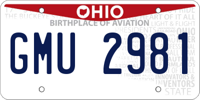 OH license plate GMU2981