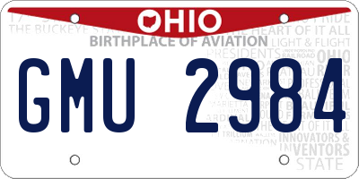 OH license plate GMU2984