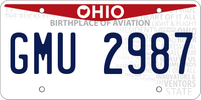 OH license plate GMU2987