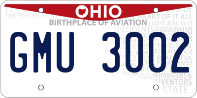 OH license plate GMU3002