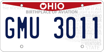 OH license plate GMU3011