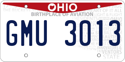 OH license plate GMU3013