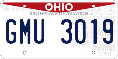 OH license plate GMU3019