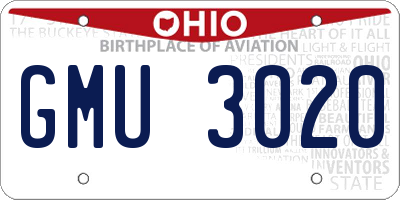 OH license plate GMU3020