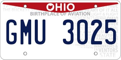 OH license plate GMU3025