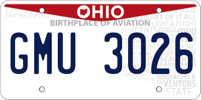 OH license plate GMU3026