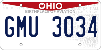 OH license plate GMU3034