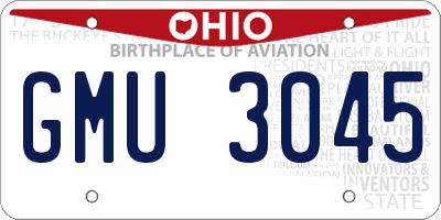 OH license plate GMU3045