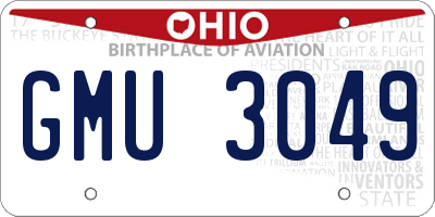 OH license plate GMU3049