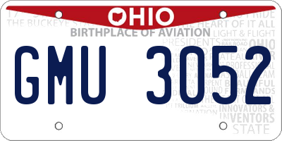 OH license plate GMU3052