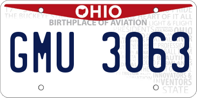 OH license plate GMU3063