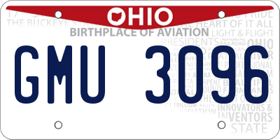 OH license plate GMU3096