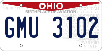 OH license plate GMU3102