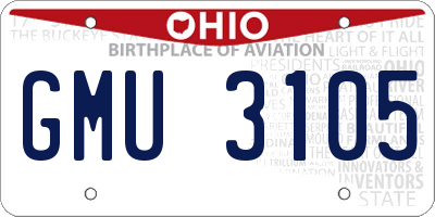 OH license plate GMU3105