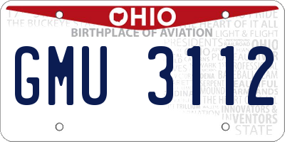 OH license plate GMU3112