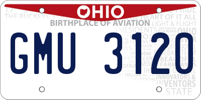 OH license plate GMU3120