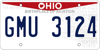 OH license plate GMU3124